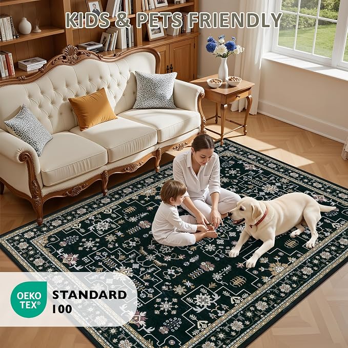 9x12 Area Rugs Living Room: Washable Vintage Rug - Image 9