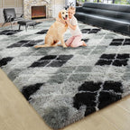 4x6 Black and Grey Fluffy Soft Area Rug Non-Slip - Image 9