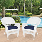 Jeco Wicker Chair with Blue Cushion - Image 2