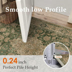 3x8 Green Retro Floral Washable Runner Rug - Image 8