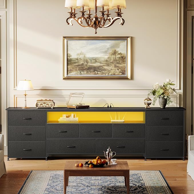 Huuger 78.7 Inch TV Stand for 75, 80 Inch TV, 11 Drawer Long Dresser - Image 2