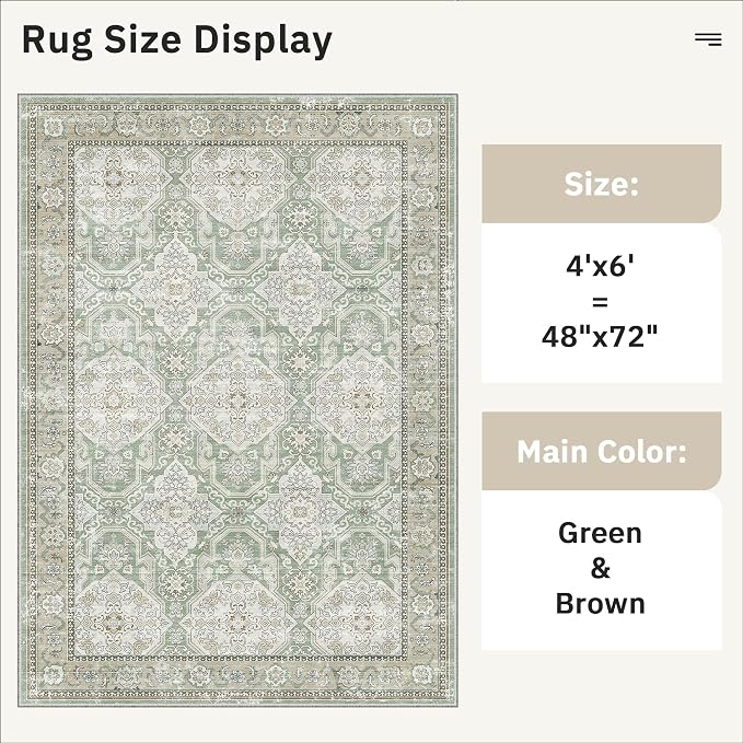 Soalmost 4x6 Area Rug for Living Room, Washable Rugs Non-Slip, Thin Foldable - Image 5