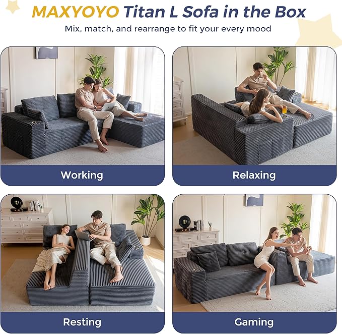 MAXYOYO 104" Modular Sectional Couch - Image 3