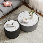 SSLine Round Drum Coffee Table Set of 2 Modern Sintered Stone Top Nesting - Image 3