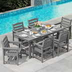SERWALL Outdoor HDPE Dining Table Set, 7-Piece Outdoor Dining Table Sets - Image 6