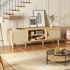 SUPERJARE Boho TV Stand for 65 Inch TV, Entertainment Center - Image 5