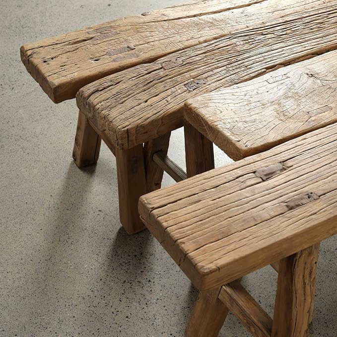Artissance 20" H Vintage Noodle Bench 5-5.5ft Long Weathered Natural - Image 6