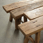 Artissance 20" H Vintage Noodle Bench 5-5.5ft Long Weathered Natural - Image 6