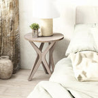 Pedestal Farmhouse End Table, Distressed Top - Image 5