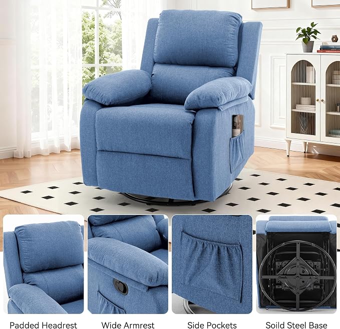 Korser Recliner Chair, 360 Swivel Rocker Chair - Image 8
