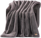 UGG Euphoria Throw Blanket, Faux Fur Blanket, Charcoal Grey | Reversible Fluffy by Unknown