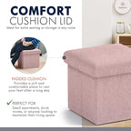 Ornavo Home Small Storage Ottoman Foldable Collapsible Cube Square Linen - Image 5