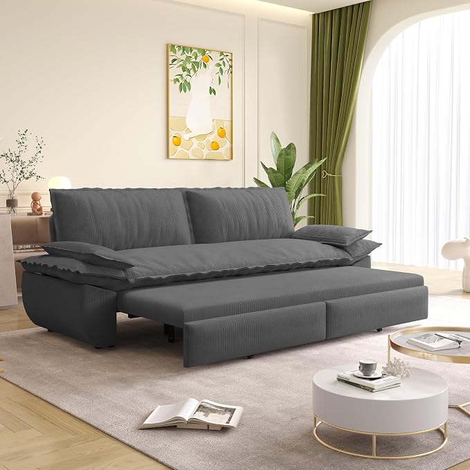 73.2" Sofa Bed Queen, 3-in-1 Pull Out Sofa Bed - Image 10