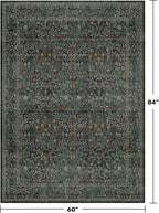 Dark Green Floral Living Room Rug 5x7 Area Rug - Image 2