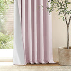 Light Pink 63 Inch Length Blackout Pinch Pleated Linen Curtains - Image 9