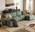 LINSY HOME 157" Modular U-Shaped Sectional Sofa, 4-Seat Corduroy Modern Cloud by LINSYHOME