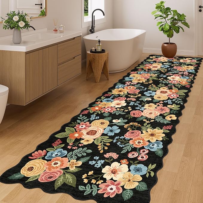 DUKINO 3x10 Runner Rug, Non Slip Floral Washable Rug - Image 4