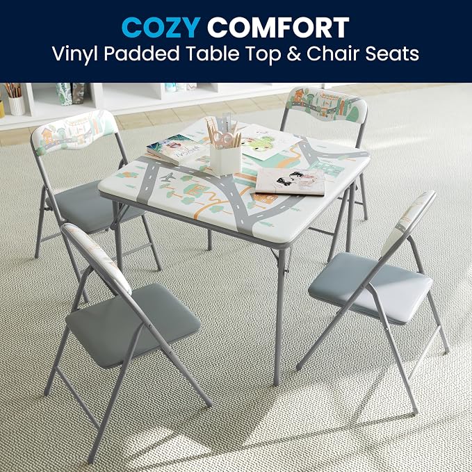 Flash Furniture Mindy Kids 5-Piece Folding Square Table and Chairs Set - Image 8