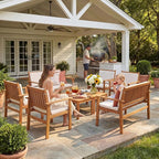 Devoko Patio Furniture Set 8 Pieces Acacia Wood Outdoor Furniture, Patio Set - Image 2