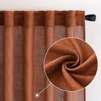 MIULEE Burnt Orange Fall Linen Curtains 52x84 Inch - Image 2