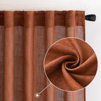 MIULEE Burnt Orange Fall Linen Curtains 52x90 Inch - Image 2