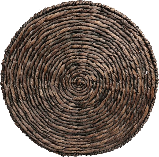 JONATHAN Y Marisol 24" Round Brown Woven Water Hyacinth Side Table - Image 6