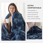 Bedsure GentleSoft Fluffy Tie Dye Navy Blue Blankets Queen Size - Image 3