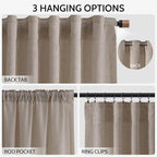 Ecru Curtains 63 Inch Length for Living Room Linen Blend Luxury Light Filtering - Image 2