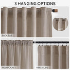 Ecru Curtains 90 Inches Long for Living Room Linen Blend Light Filtering Semi - Image 2