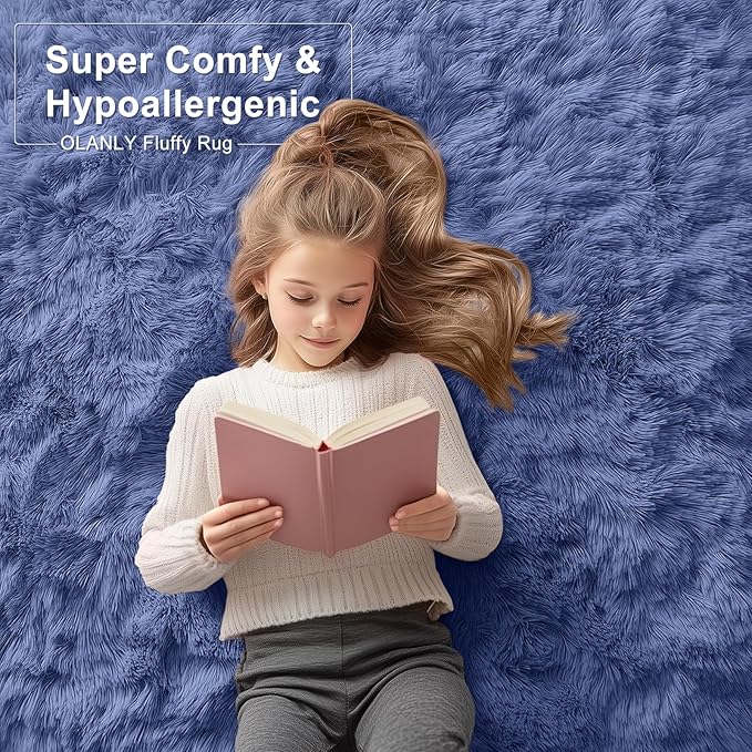 OLANLY Area Rugs for Living Room Bedroom, Machine Washable 4x5.9 ft Soft Fluffy - Image 5