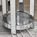 Mirrored Round End Table with Crystal, 2-Layer Modern Small Sofa Table with - Image 6