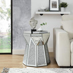 Drum End Table with Mirror Crystal, Modern Design Luxury Furniture, 20 inch - Image 3