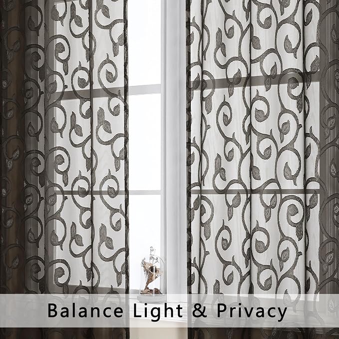 Furman Chocolate Sheer Curtains 96 inches Long - Image 3