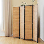 4 Panel Bamboo Room Divider Screen, 5.6 FT Tall Bamboo Divider Folding Panel - Image 3