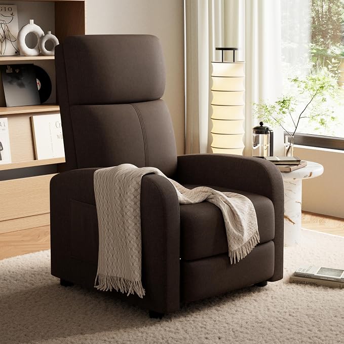 GarveeHome Linen Fabric Manual Recliner Chair, - Image 2