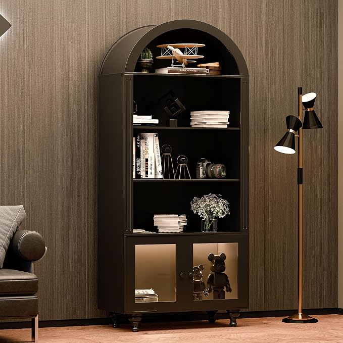 Wildhome Wooden Arched Bookshelf, 5-Tier Shelf, Farmhouse Storage Display - Image 7