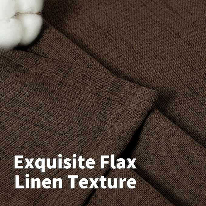 YoungsTex Brown Linen Curtains 63 Inches Length 2 Panels - Image 5
