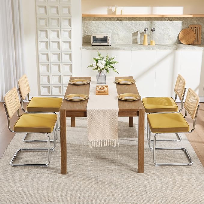 Zesthouse Dining Chairs Set of 4, Natural Rattan Accent Chairs by Zesthouse