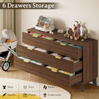BORNOON Fluted 6 Drawer Dresser, 47.2" Wide Modern Boho Chest of Drawers - Image 5