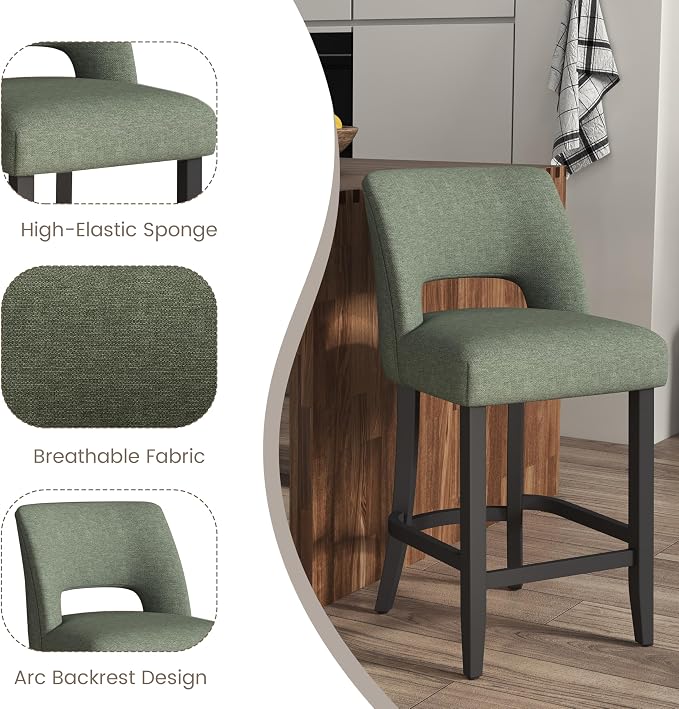 VKNOW Bar Stools Set of 6, Modern Counter Stools - Image 7