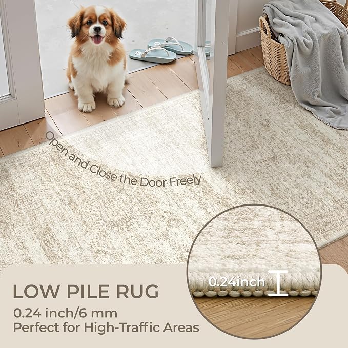 3x4 Rugs for Entryway, Washable Area Rug, Neutral Rug, Stain Resistant Indoor - Image 6