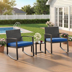 Qsun 3 Piece Patio Bistro Set Patio Furniture Set Outdoor Wicker Rocking - Image 4