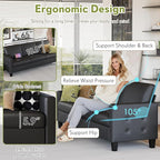 STHOUYN Black Faux Leather 3 Seater Sofa and Accent Chair, Modern Comfy Office - Image 5