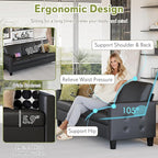 STHOUYN Black Faux Leather 3 Seater Sofa, Loveseat and Accent Chair, Modern - Image 6