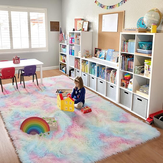 9x12 Rainbow Large Area Rug, Plush Rugs - Image 8