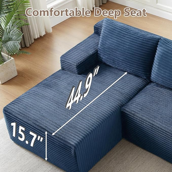 96" Cloud Sectional Couch U-Shaped Chaise - Image 7