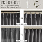 Dark Grey Pinch Pleat Linen Light Filtering Privacy Curtains 108 Inch Long | - Image 5