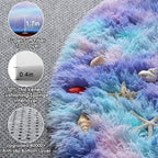 Rainbow Round Area Rugs 5ft, Soft Bedroom Circle Rug Mats - Image 2