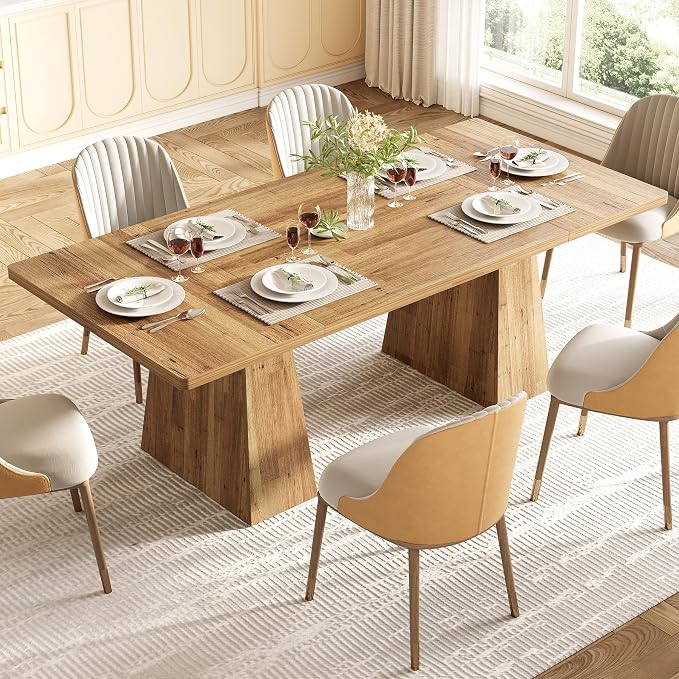LITTLE TREE Dining Table for 6 People, Wooden Dining Table, Rectangle Table - Image 4