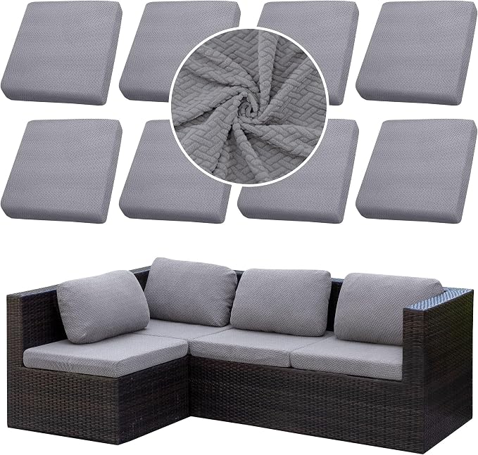 8PCS Patio Cushion Covers.Patio Furniture Couch SeatSlipcovers | Washable by SUKAIKEQA